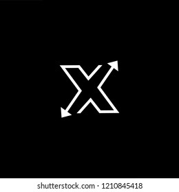 letter X XX minimalist art monogram arrow shape logo, white color on black background