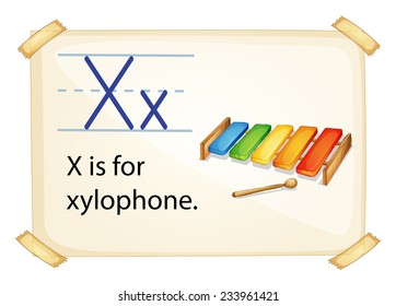 A letter X for xylophone on a white background 