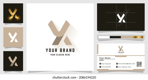 Logotipo de monograma de carta X o YX con diseño de tarjeta de visita