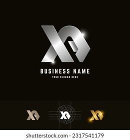 Letra XA o logotipo de monograma XR con diseño de método de cuadrícula