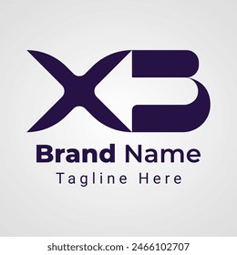 Logotipo de flecha XB de letra, logotipo de combinación de las letras X y B que forma una flecha o un espacio negativo de dirección