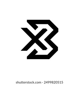 Logotipo del alfabeto de Formas mínimas creativas de la letra Xb