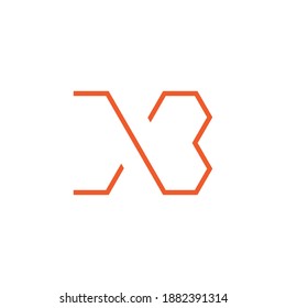 Buchstabe xb einfaches, dünnzeitiges geometrisches Logo, Vektorgrafik