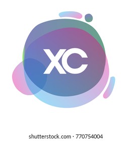 Letter XC logo with colorful splash background, letter combination logo design for creative industry, web, business and company.
