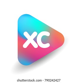Letter XC logo in triangle shape and colorful background, letter combination logo design for business and company identity.
