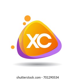Letter XC logo in triangle splash and colorful background, letter combination logo design for creative industry, web, business and company.