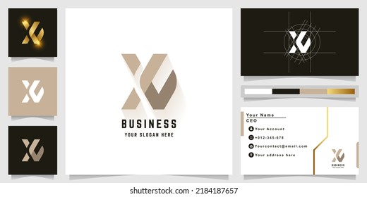 Letter Xc or Xv monogram logo with business card design