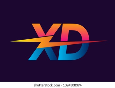 Letter XD logo with Lightning icon, letter combination Power Energy Logo design for Creative Power ideas, web, business and company.