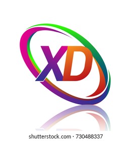 letter XD logotype design for company name colorful swoosh. vector logo for business and company identity.
