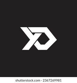 letter xd overlapping 3d flat logo vector 