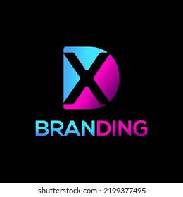 Letter X D DX XD Logo Technology  Monogram  Business  Corporate Company  Modern   Iconic Logo Design and Vector   Gradient color 