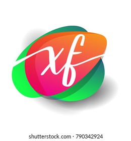 Letter XF logo with colorful splash background, letter combination logo design for creative industry, web, business and company.