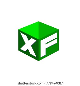 
Letter XF logo in hexagon shape and green background, cube logo with letter design for company identity.
