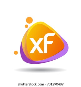Letter XF logo in triangle splash and colorful background, letter combination logo design for creative industry, web, business and company.
