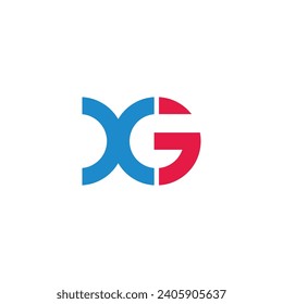 letter xg linked round geometric colorful logo vector 