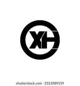 Letter XH circle logo design vector