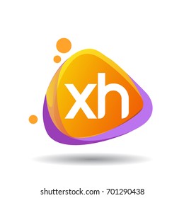 Letter XH logo in triangle splash and colorful background, letter combination logo design for creative industry, web, business and company.