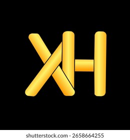 Vector con logo de la letra XH con estilo dorado.