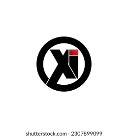 Letter XI circle logo design vector