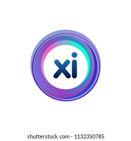 Letter XI logo with colorful circle, letter combination logo design with ring, circle object for creative industry, web, business and company.
