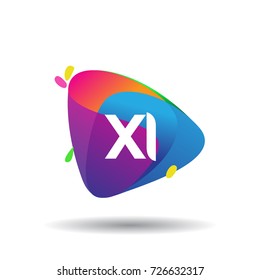 Letter XI logo with colorful splash background, letter combination logo design for creative industry, web, business and company.