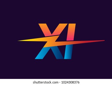 Letter XI logo with Lightning icon, letter combination Power Energy Logo design for Creative Power ideas, web, business and company.