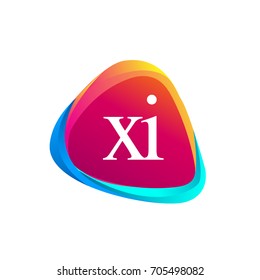 Letter XI logo in triangle shape and colorful background, letter combination logo design for company identity.