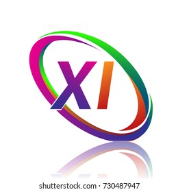 letter XI logotype design for company name colorful swoosh. vector logo for business and company identity.