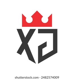 Letra XJ Crown Logo. Corona en la letra XJ Logo Design Plantilla