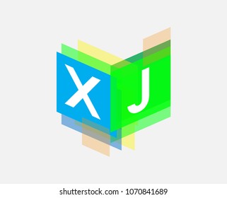 Letter XJ logo with colorful geometric shape, letter combination logo design for creative industry, web, business and company.
