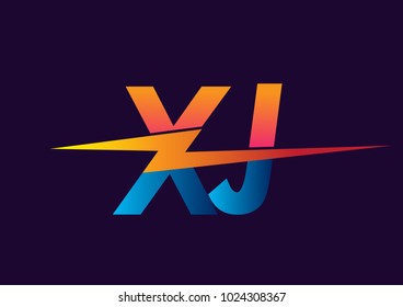 Letter XJ logo with Lightning icon, letter combination Power Energy Logo design for Creative Power ideas, web, business and company.