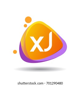 Letter XJ logo in triangle splash and colorful background, letter combination logo design for creative industry, web, business and company.