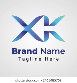 Letter XK Arrow Logo, Combination logo of letter X and K, that forms arrow or direction negative space
