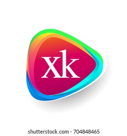 Letter XK logo in triangle shape and colorful background, letter combination logo design for company identity.