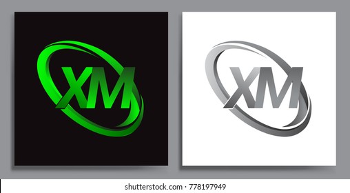 letter XM logotype design for company name colored Green swoosh and grey. vector set logo design for business and company identity.
