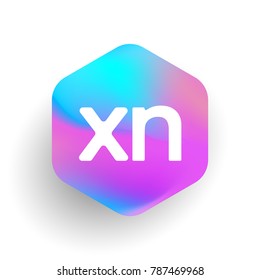 Letter XN logo in hexagon shape and colorful background, letter combination logo design for business and company identity.
