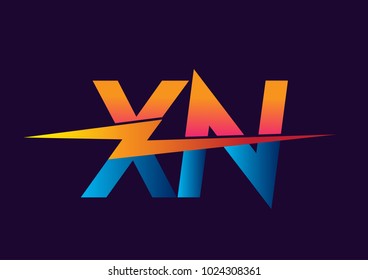 Letter XN logo with Lightning icon, letter combination Power Energy Logo design for Creative Power ideas, web, business and company.