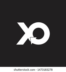 letter xo circle geometric arrow logo vector