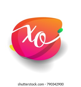 Letter XO logo with colorful splash background, letter combination logo design for creative industry, web, business and company.
