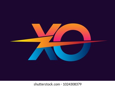 Letter XO logo with Lightning icon, letter combination Power Energy Logo design for Creative Power ideas, web, business and company.