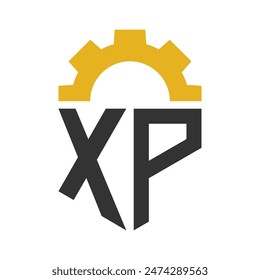 Letra XP Gear Logo Diseño para Centro de Servicio, Reparación, Fábrica, Industrial, Digital y Mecánico
