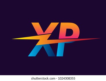Letter XP logo with Lightning icon, letter combination Power Energy Logo design for Creative Power ideas, web, business and company.