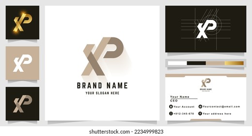 logotipo de monograma de letras XP o XR con diseño de tarjeta de visita