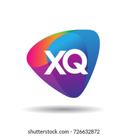 Letter XQ logo with colorful splash background, letter combination logo design for creative industry, web, business and company.