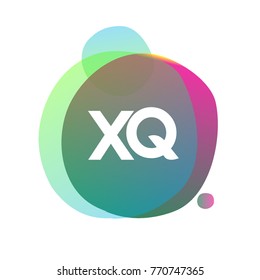 Letter XQ logo with colorful splash background, letter combination logo design for creative industry, web, business and company.
