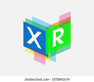 Letter XR logo with colorful geometric shape, letter combination logo design for creative industry, web, business and company.
