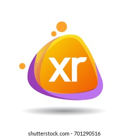 Letter XR logo in triangle splash and colorful background, letter combination logo design for creative industry, web, business and company.