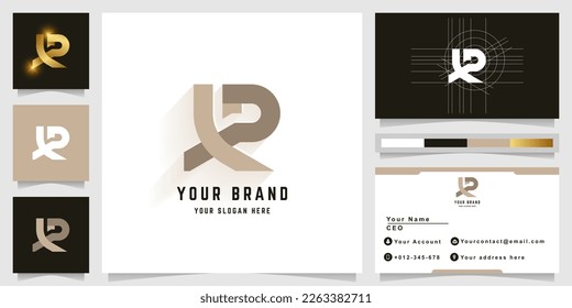 Logotipo de letra XR o LP en monograma con diseño de tarjeta de visita