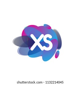 Letter XS logo with colorful splash background, letter combination logo design for creative industry, web, business and company.
