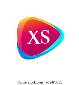 Letter XS logo in triangle shape and colorful background, letter combination logo design for company identity.